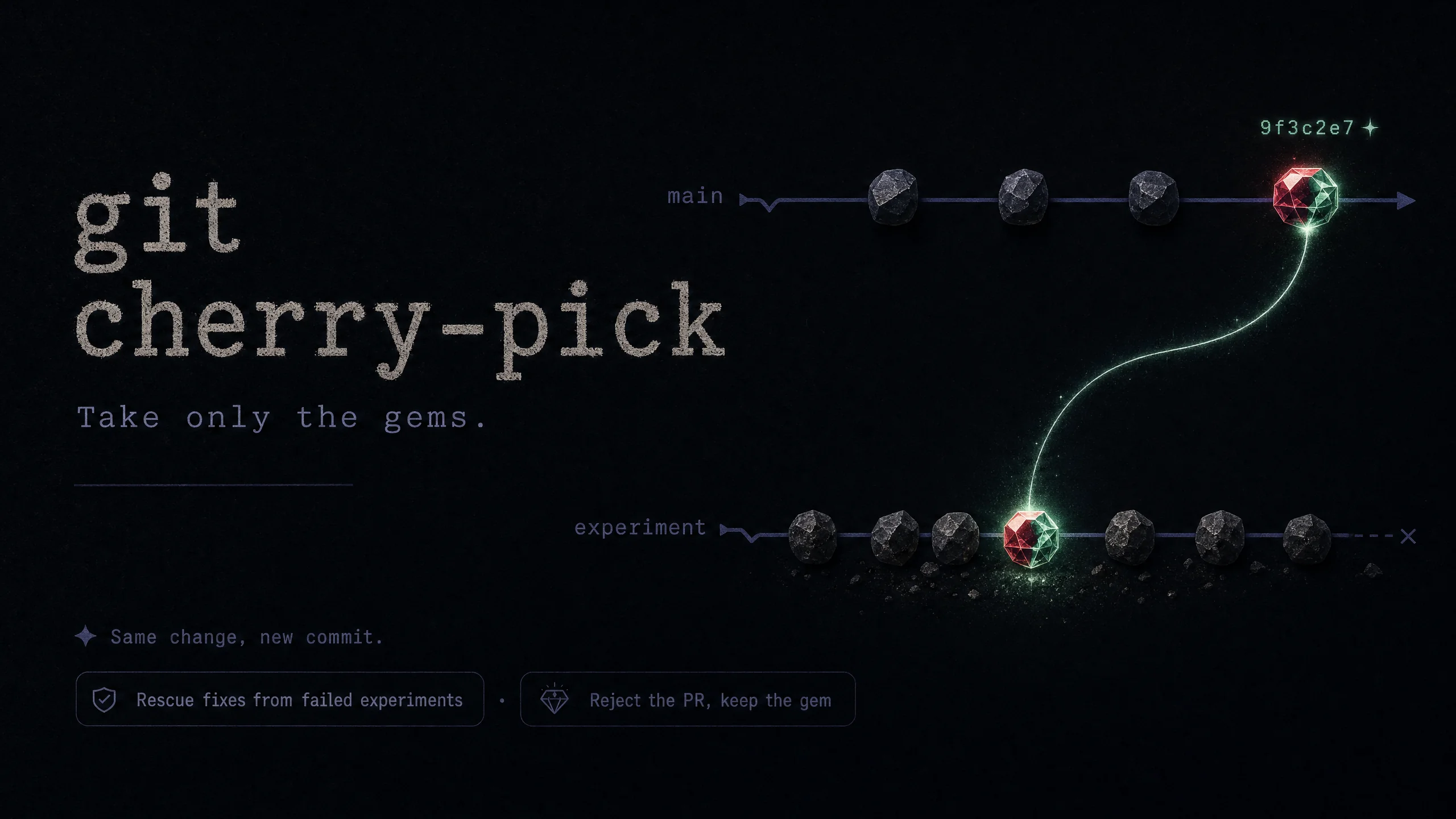 git cherry-pick — copying a single commit from a messy branch onto main