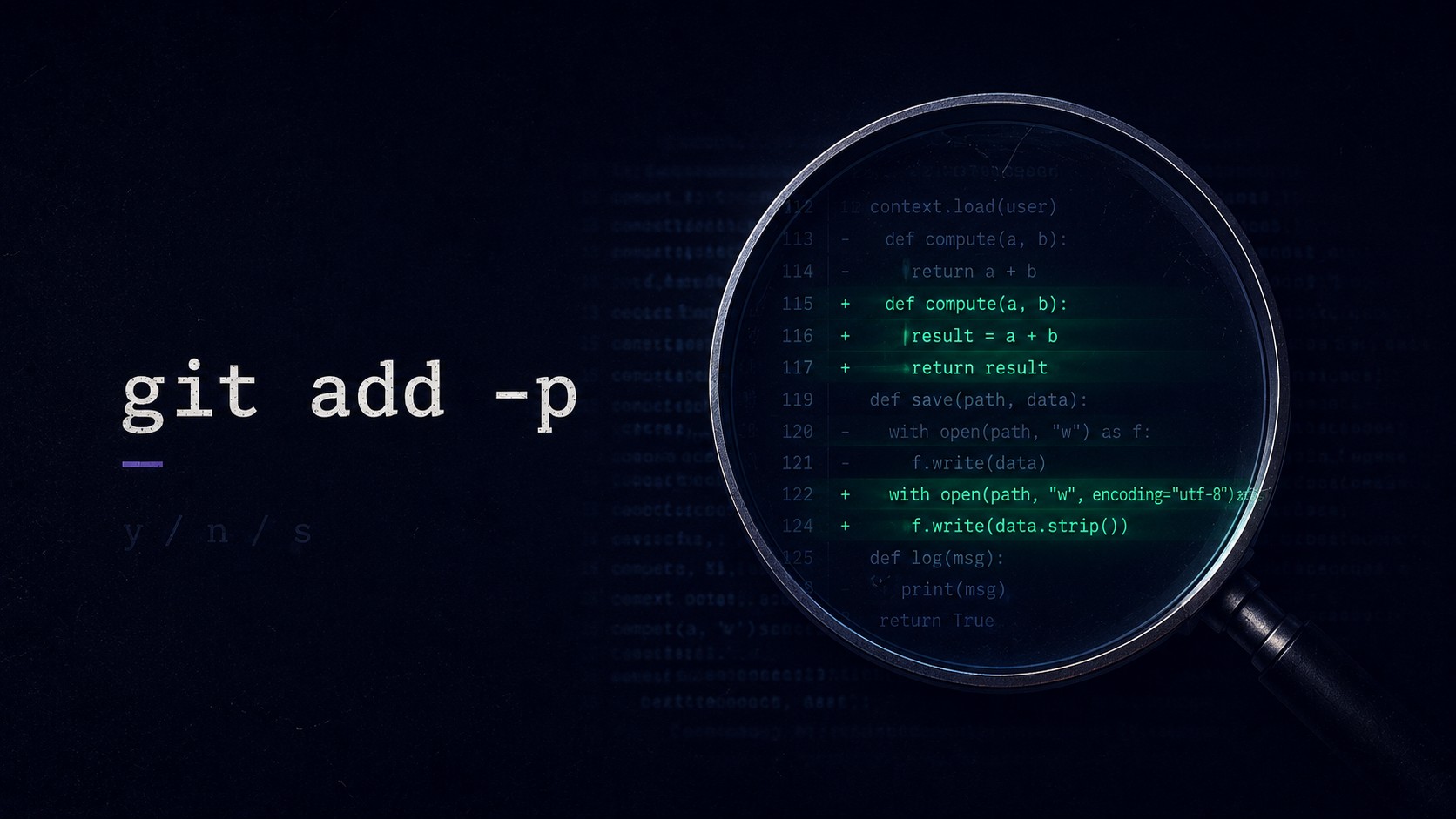 git add -p — interactively stage only the hunks you approve