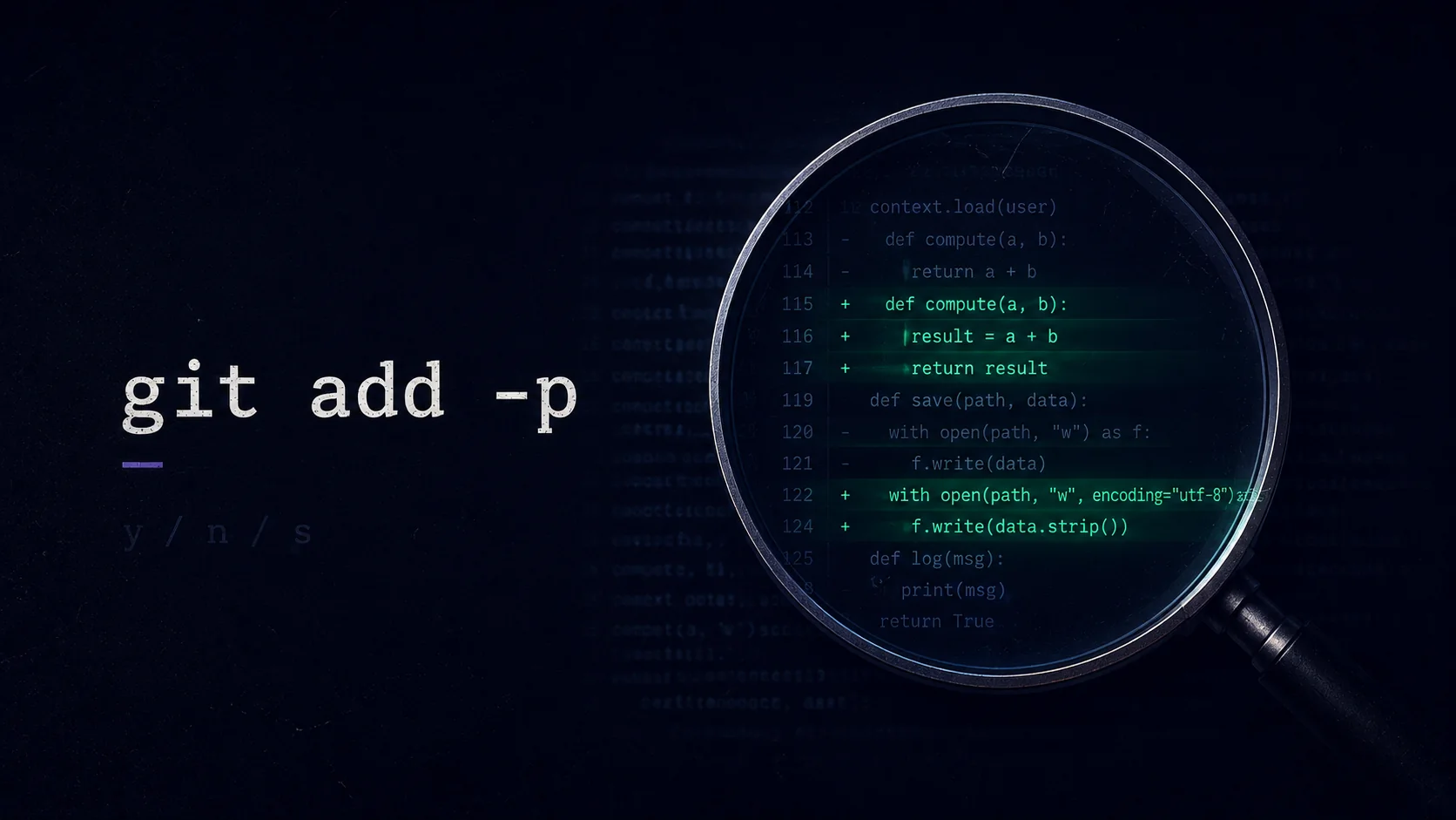 git add -p — interactively stage only the hunks you approve