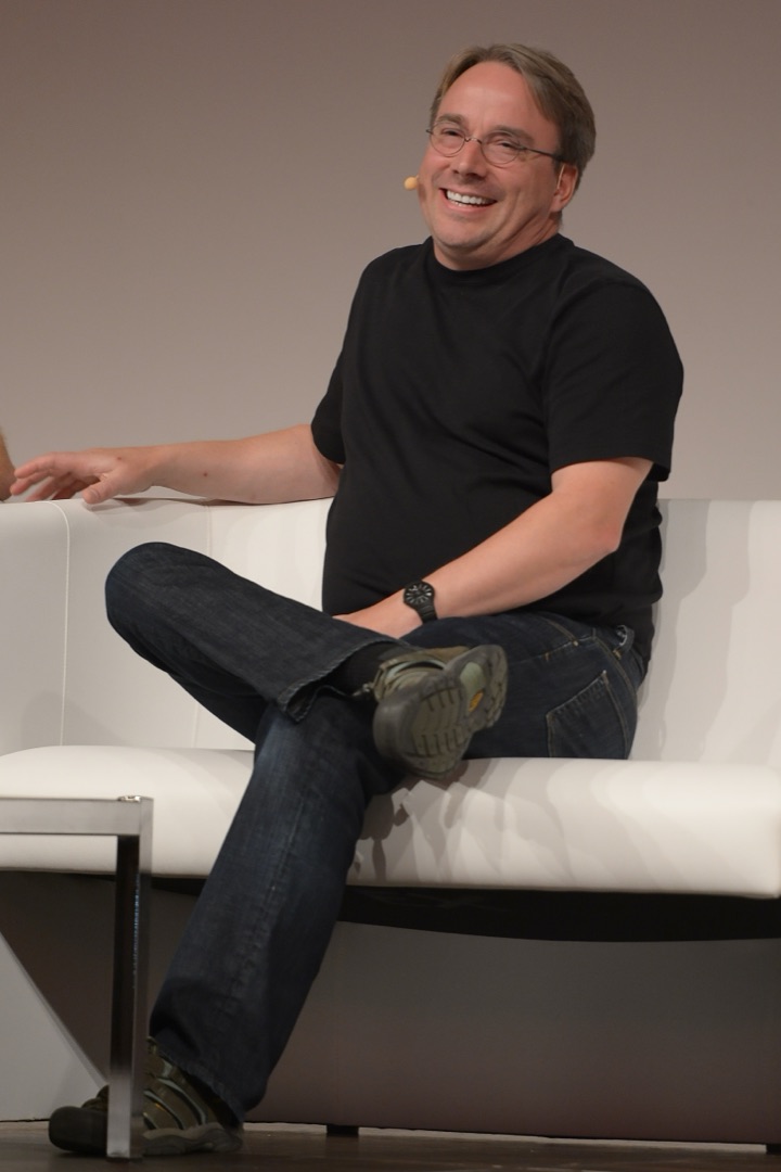 Linus Torvalds, creator of Linux and Git, speaking at LinuxCon Europe 2014