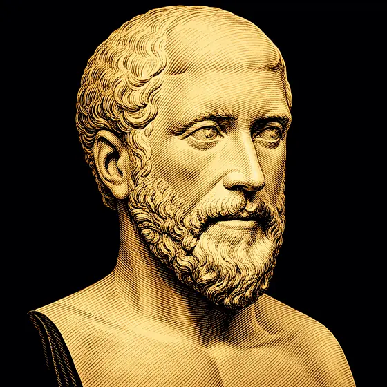 Drawing of Pythagoras, after a later imagined likeness