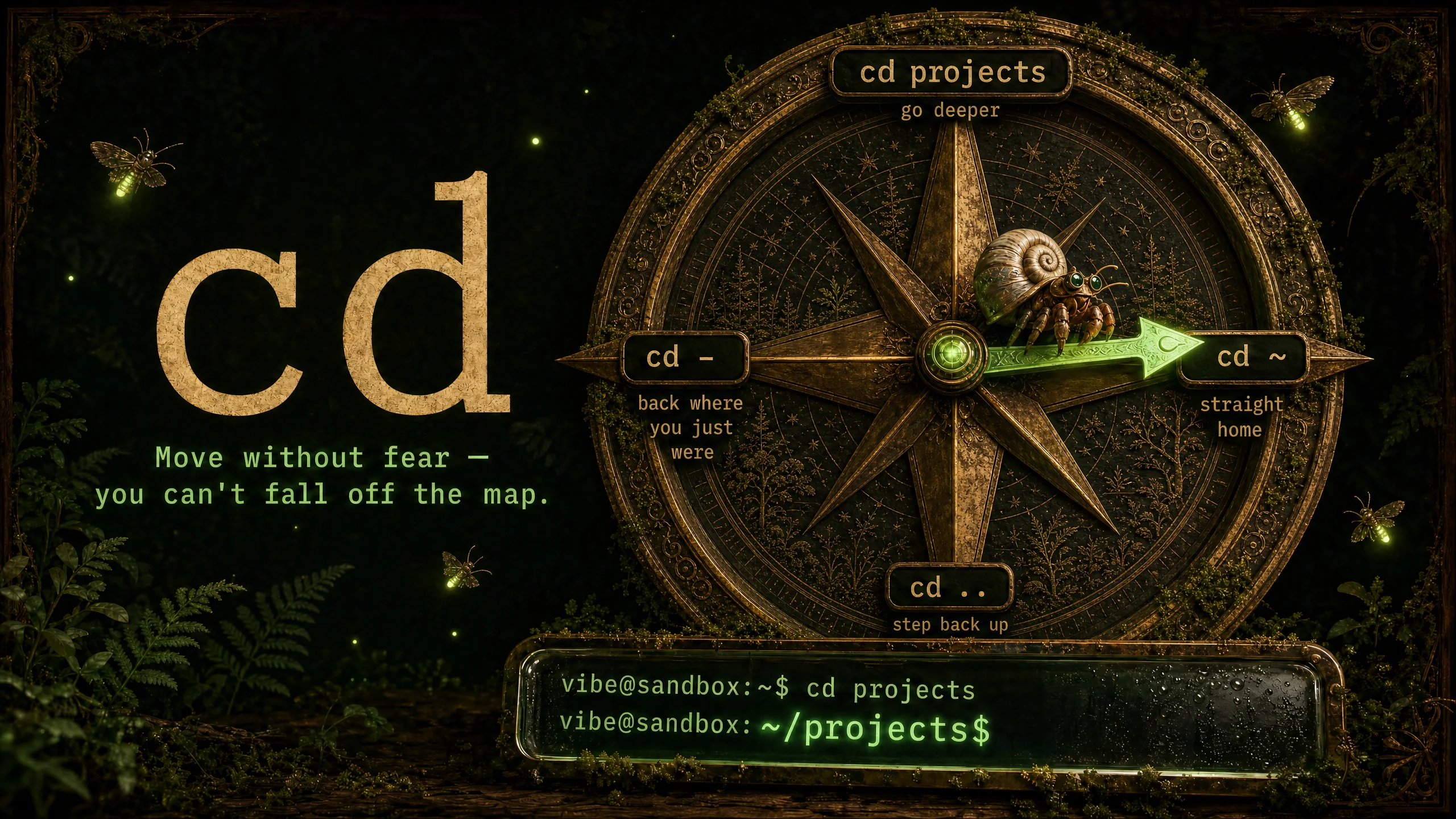 cd — walking the filesystem tree from directory to directory