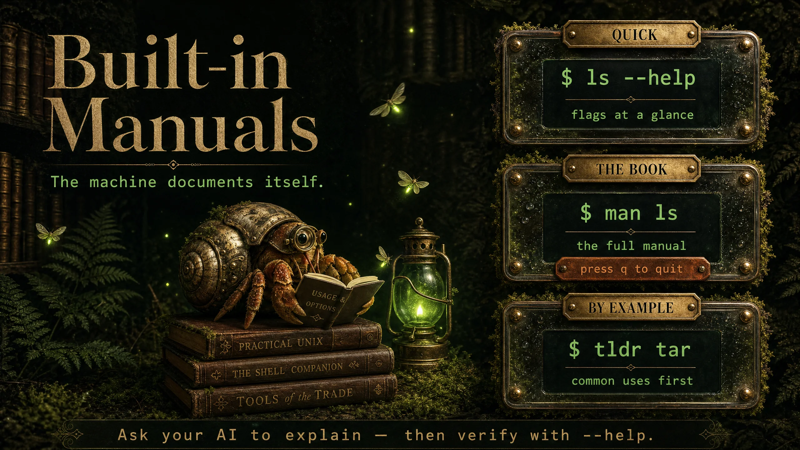 Getting Help — the manual is built in, always three keystrokes away