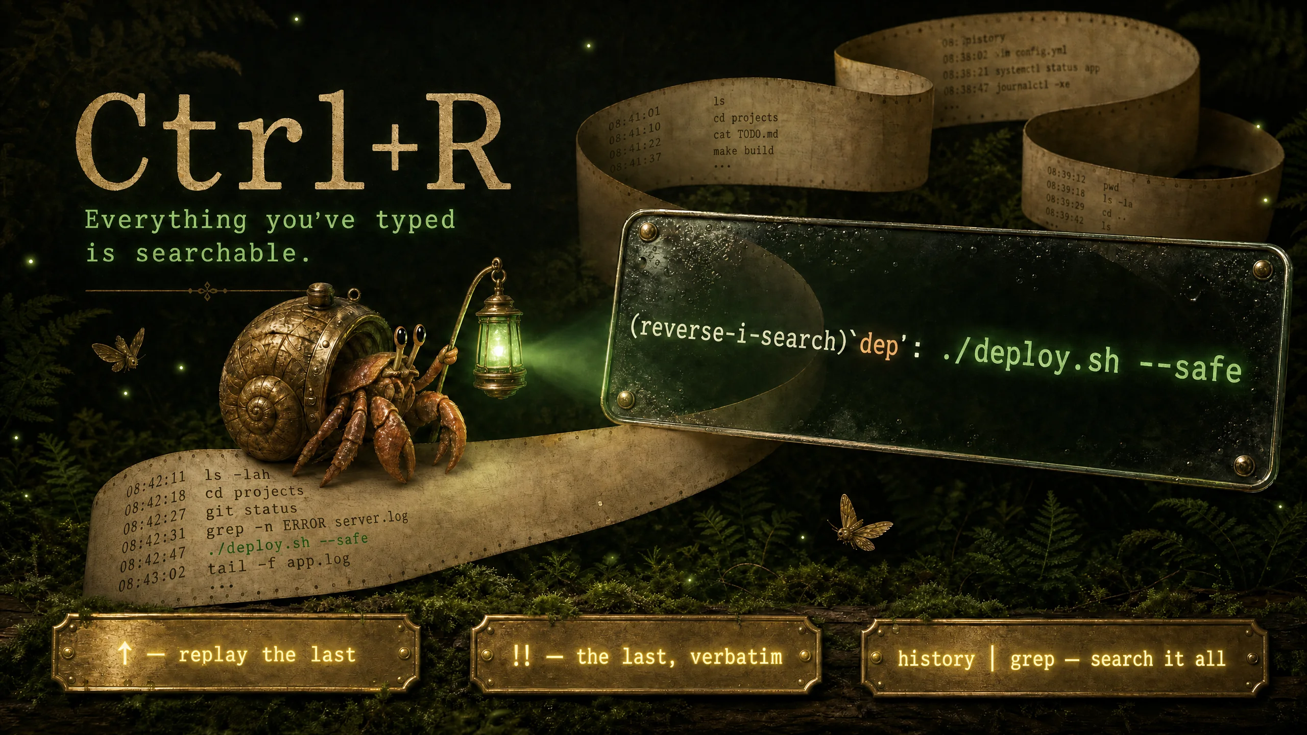 History Superpowers — recalling past commands with up-arrow, !!, and Ctrl+R