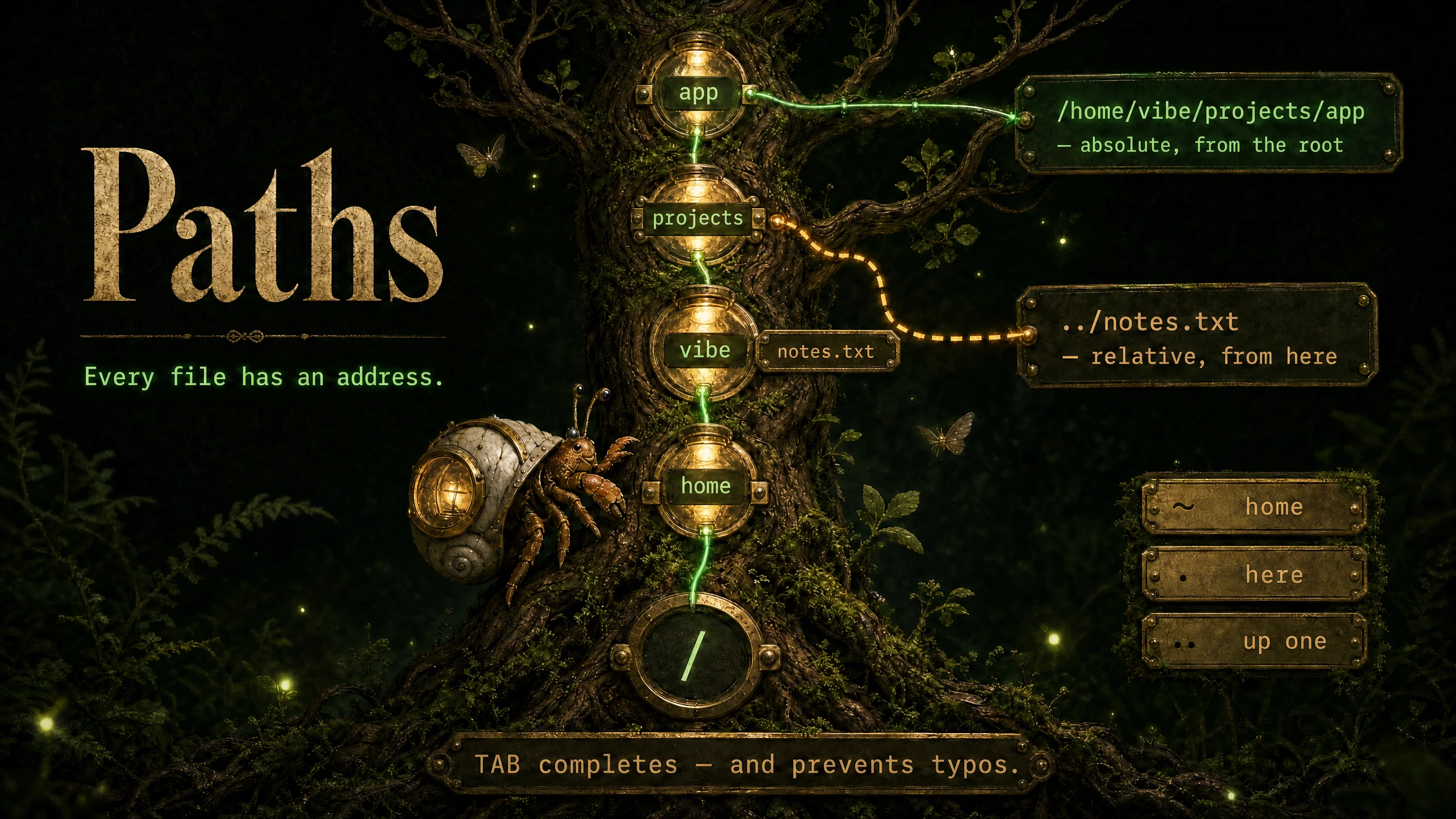 Paths — every file has an address in the filesystem tree