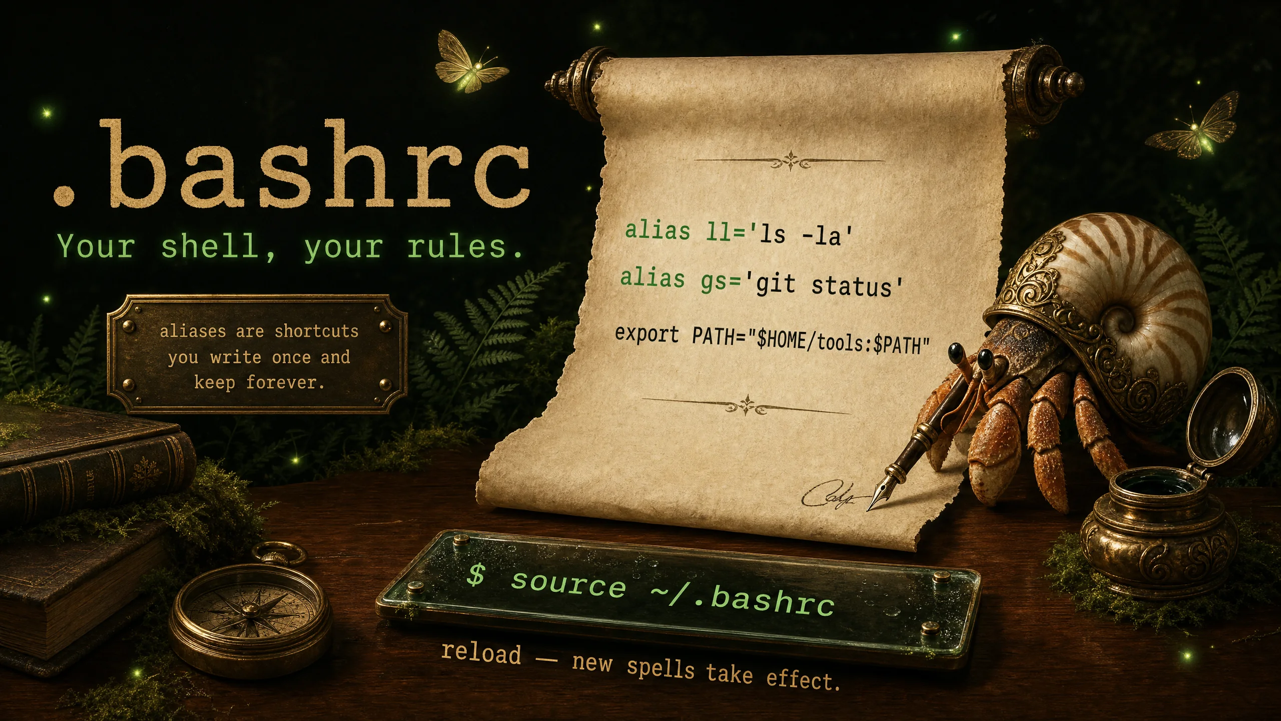 Shell config — the .bashrc or .zshrc file that runs every time a shell starts